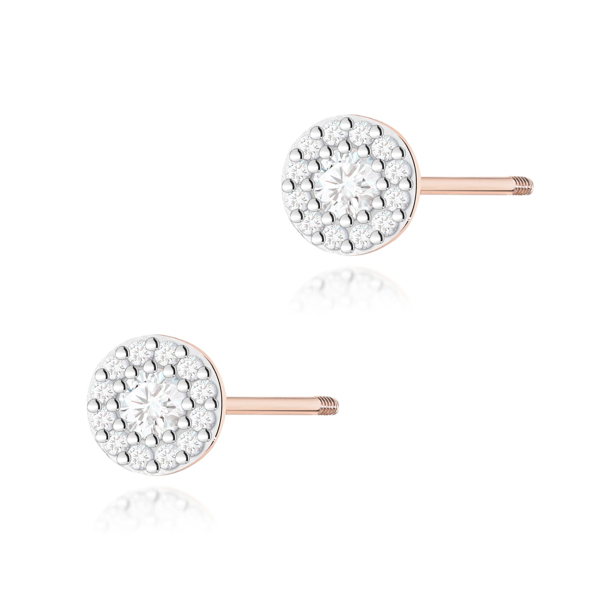 Kolczyki K0443 z diamentami różowe złoto sztyft zakręcany Jubiler Kraków BigDIAMOND