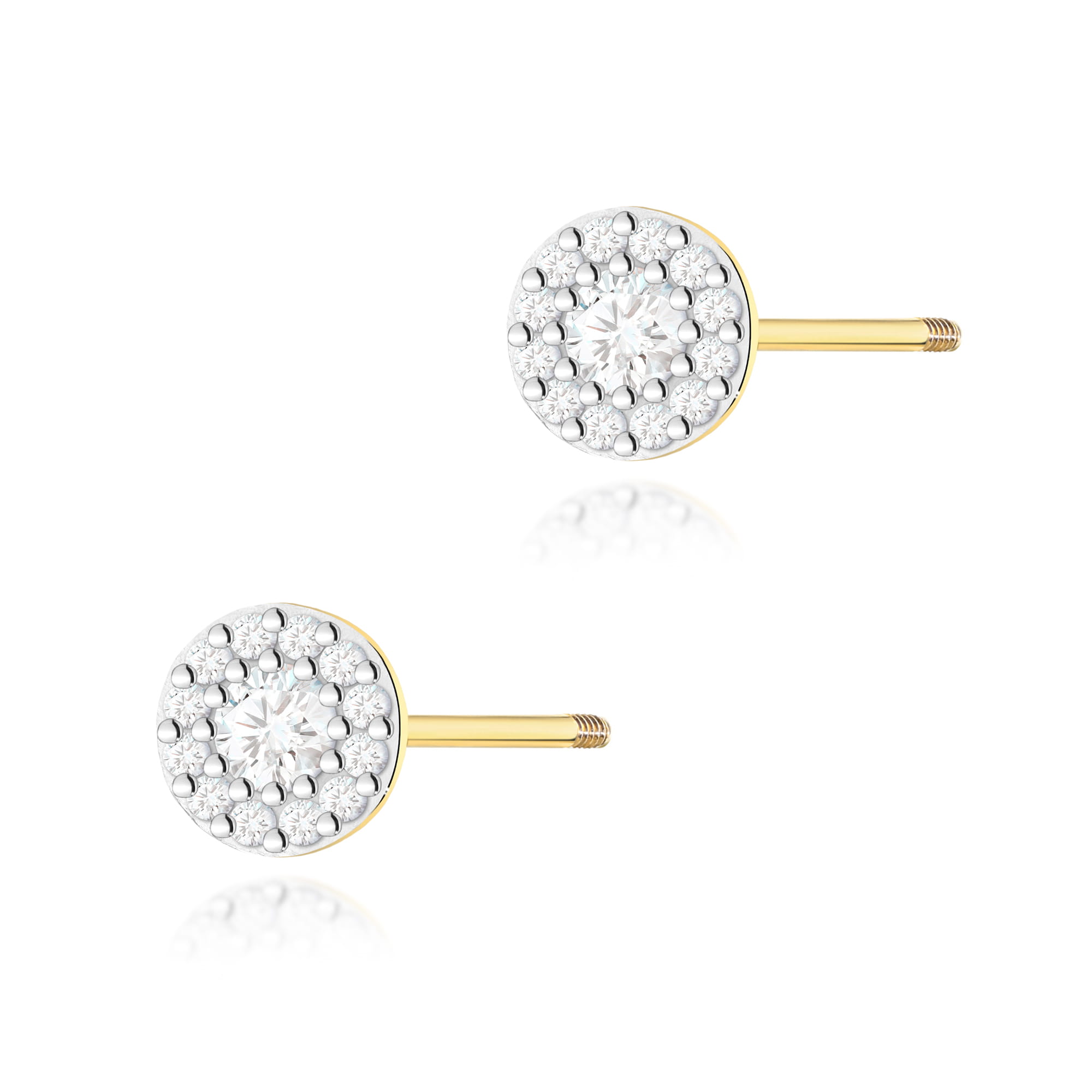 Kolczyki K0443 z diamentami żółte złoto sztyft zakręcany Jubiler Kraków BigDIAMOND