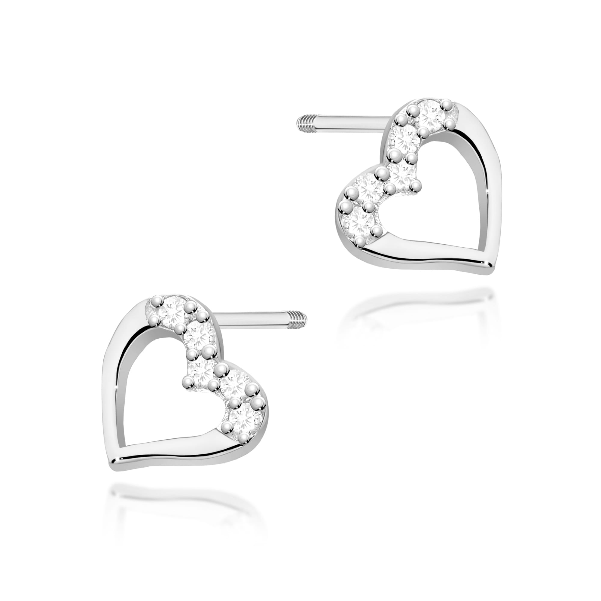 Kolczyki K0503 z diamentami białe złoto sztyft zakręcany Jubiler Kraków BigDIAMOND