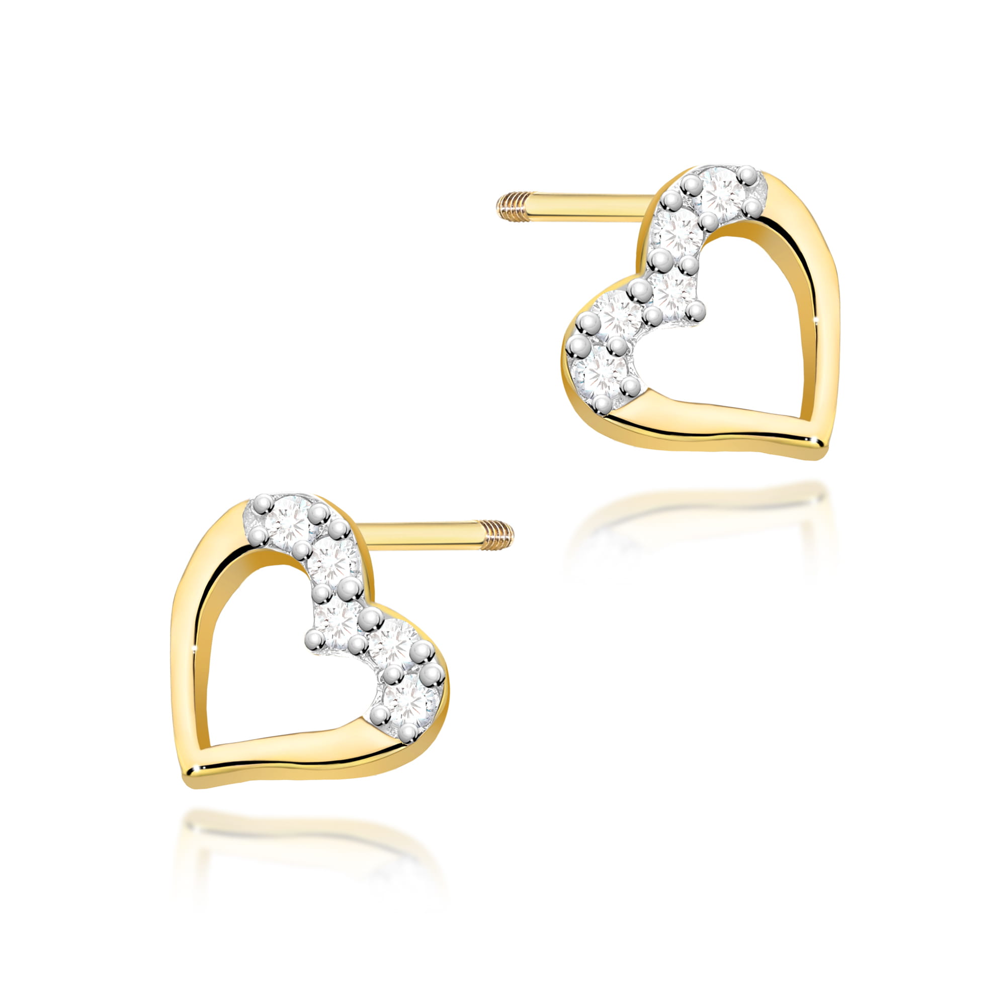 Kolczyki K0503 z diamentami żółte złoto sztyft zakręcany Jubiler Kraków BigDIAMOND