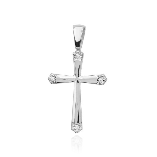 Krzyż K001 z diamentami białe złoto Jubiler Kraków BigDIAMOND