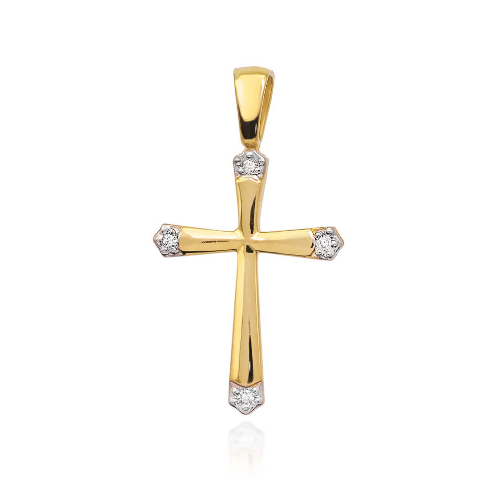 Krzyż K001 z diamentami żółte złoto Jubiler Kraków BigDIAMOND