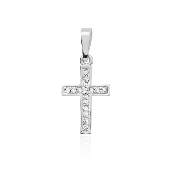 Krzyżyk K042 z diamentami białe złoto Jubiler Kraków BigDIAMOND