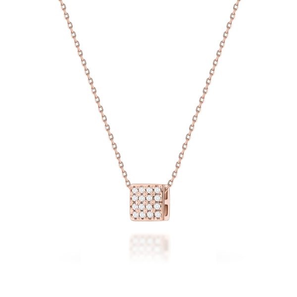 Naszyjnik z diamentami 0,08 ct N0013 – różowe złoto próby 585