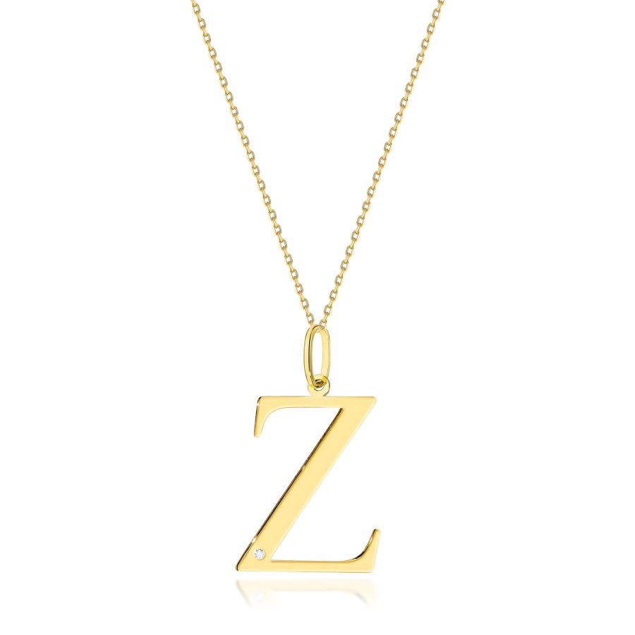 Złoty naszyjnik z literą Z i diamentem · C070