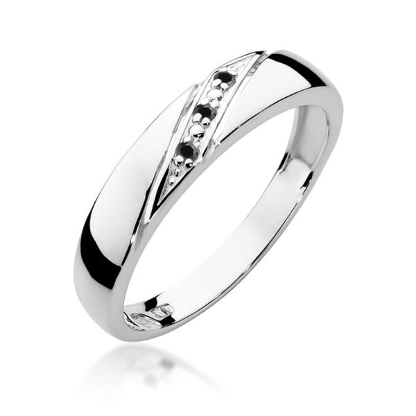 Pierścionek W0118 z czarnymi diamentami białe złoto Jubiler Kraków BigDIAMOND