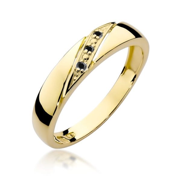 Pierścionek W0118 z czarnymi diamentami żółte złoto Jubiler Kraków BigDIAMOND