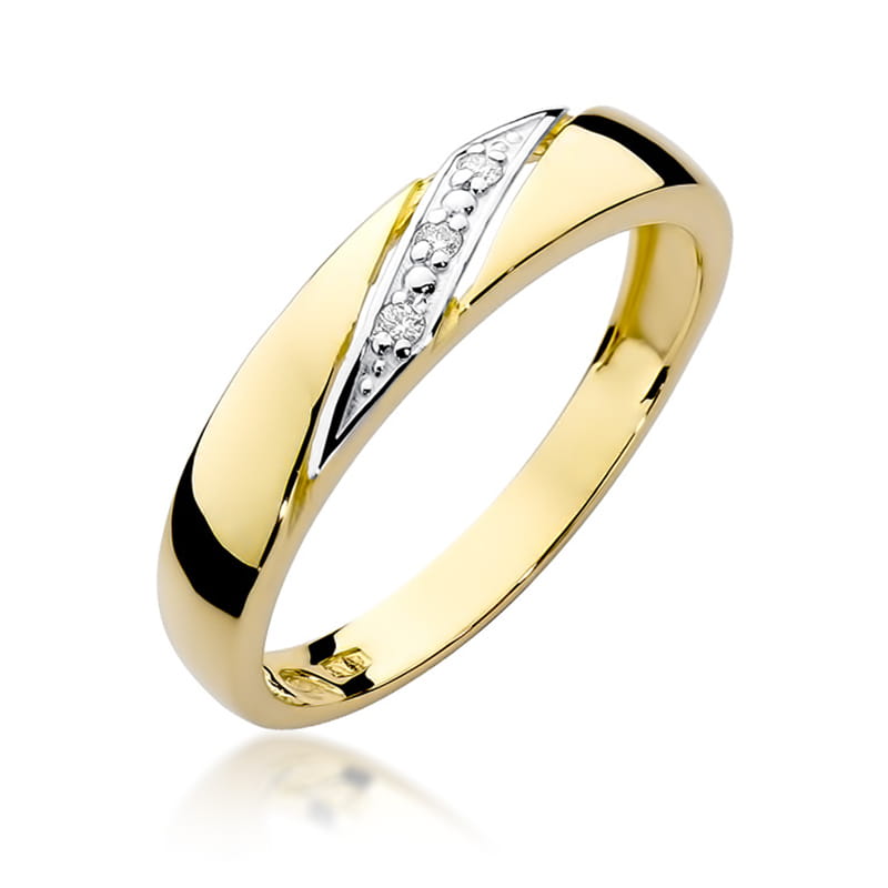 Pierścionek W0118 z diamentami żółte złoto Jubiler Kraków BigDIAMOND