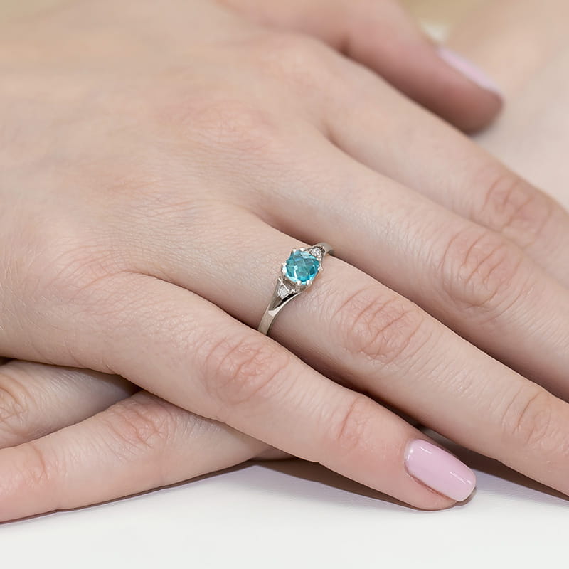 Pierścionek Topaz 0,70ct białe złoto — zdjęcie dodatkowe 3
