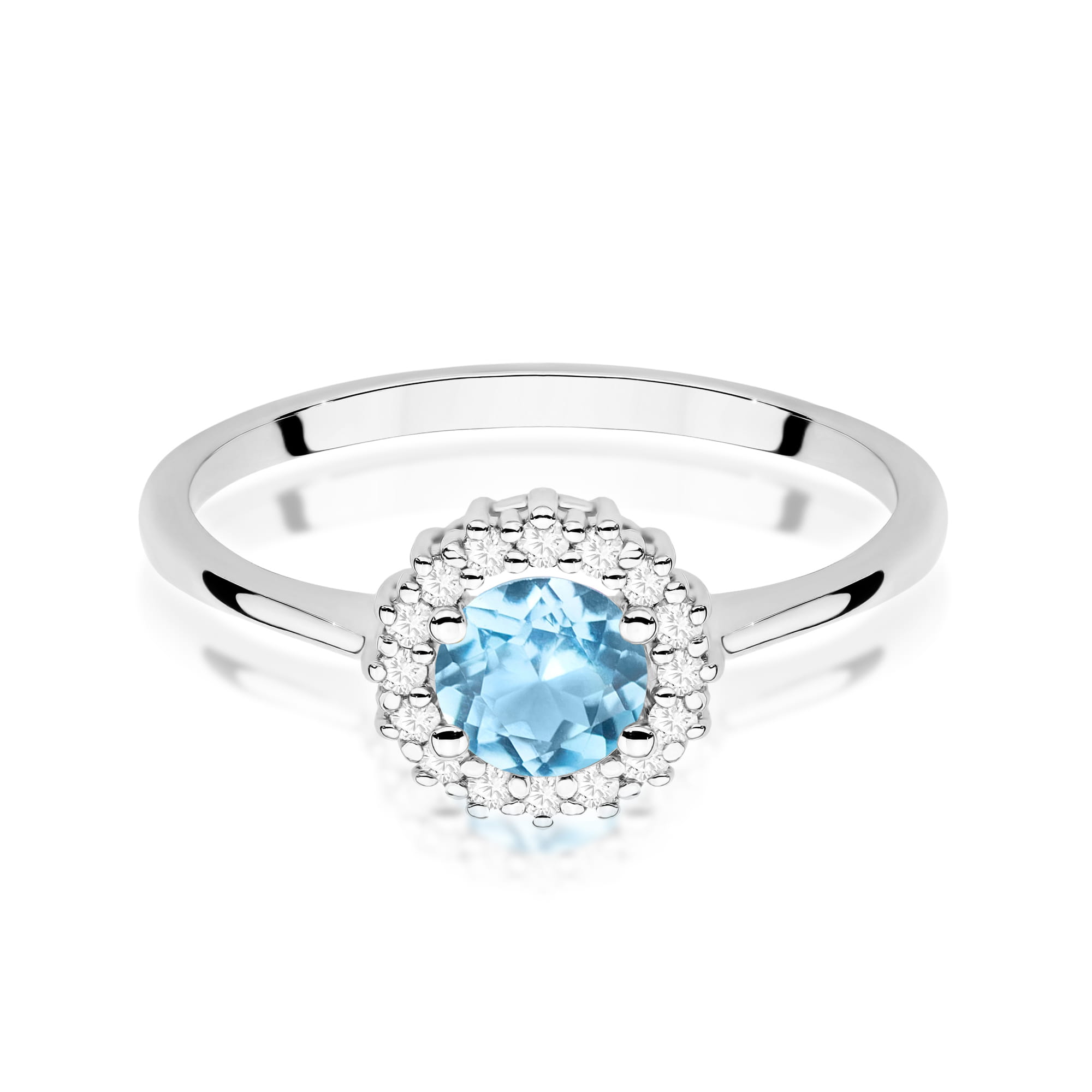 Ring with topaz Swiss and diamonds – white shade gold – product image 2