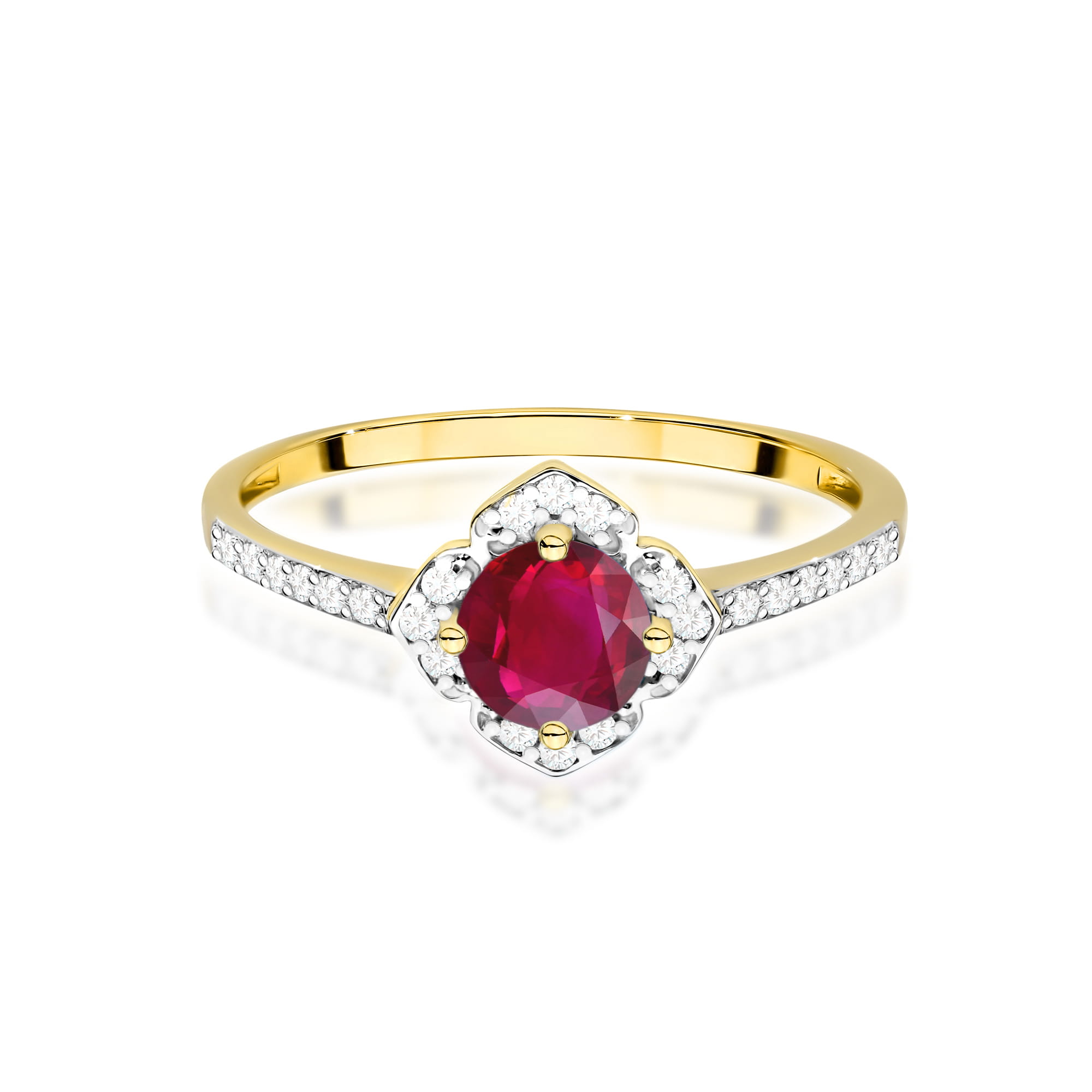 Ring in yellow gold with ruby and diamonds – product image 2