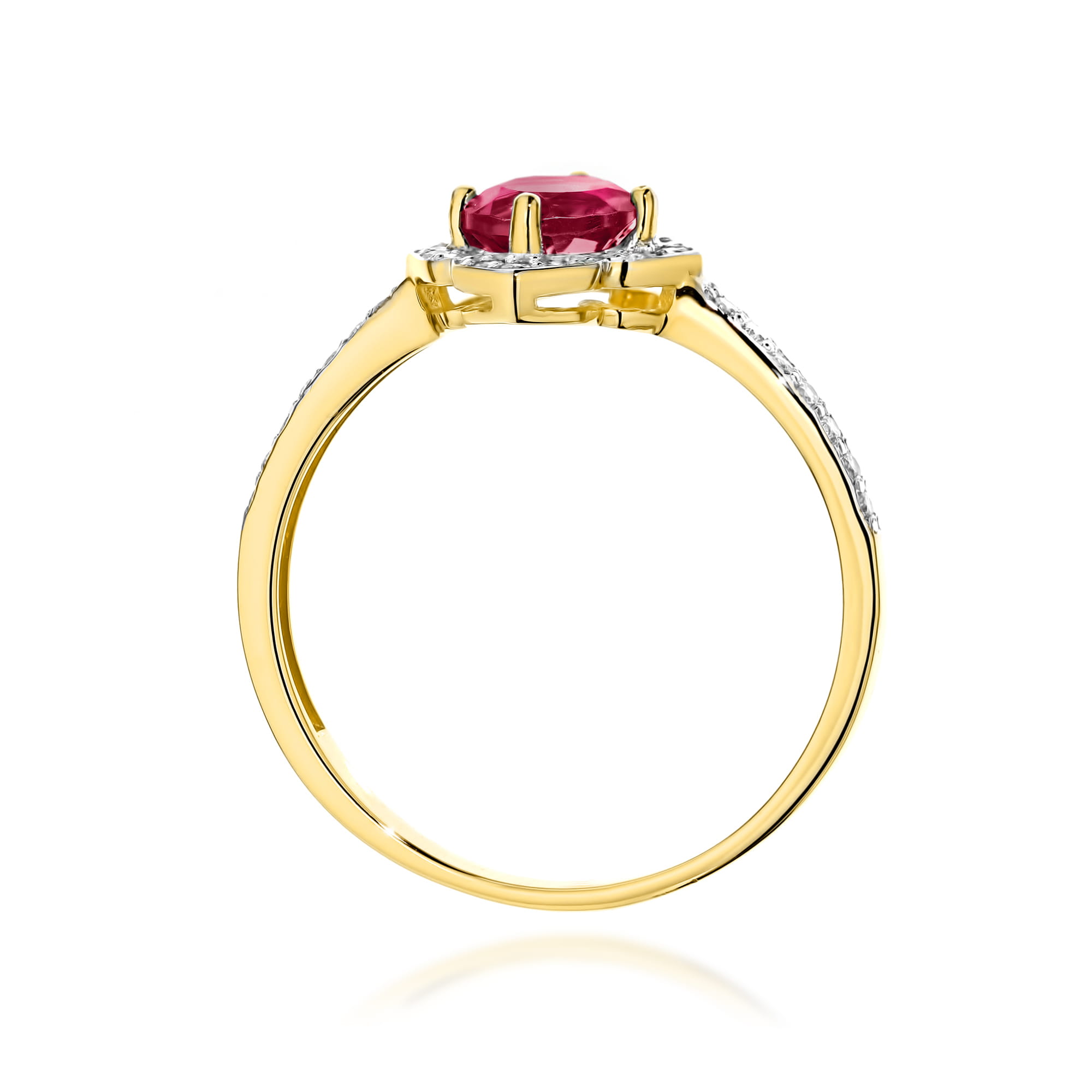 Ring in yellow gold with ruby and diamonds – product image 3
