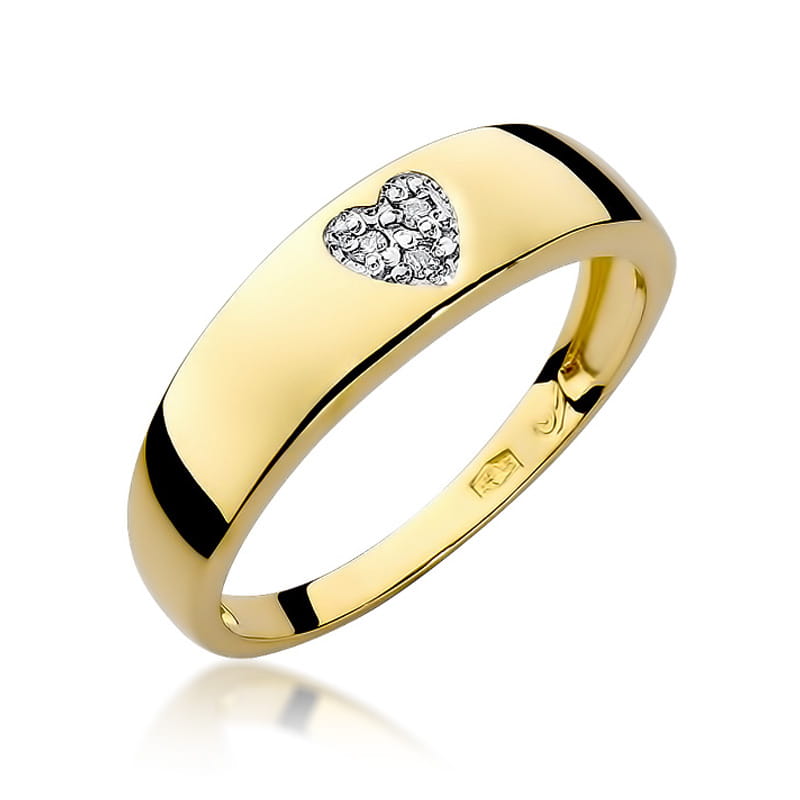 Pierścionek W064 z diamentami żółte złoto Jubiler Kraków BigDIAMOND