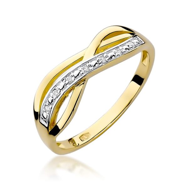 Pierścionek W090 z diamentami żółte złoto Jubiler Kraków BigDIAMOND