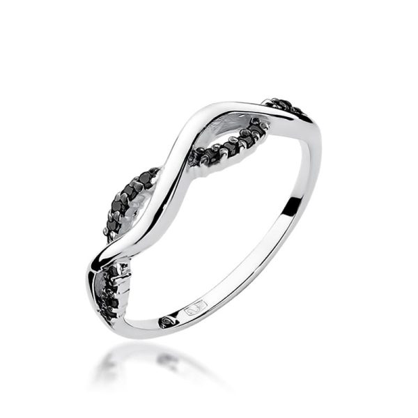 Pierścionek W096 z czarnymi diamentami białe złoto Jubiler Kraków BigDIAMOND