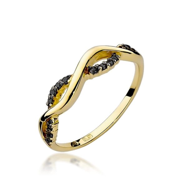 Pierścionek W096 z czarnymi diamentami żółte złoto Jubiler Kraków BigDIAMOND
