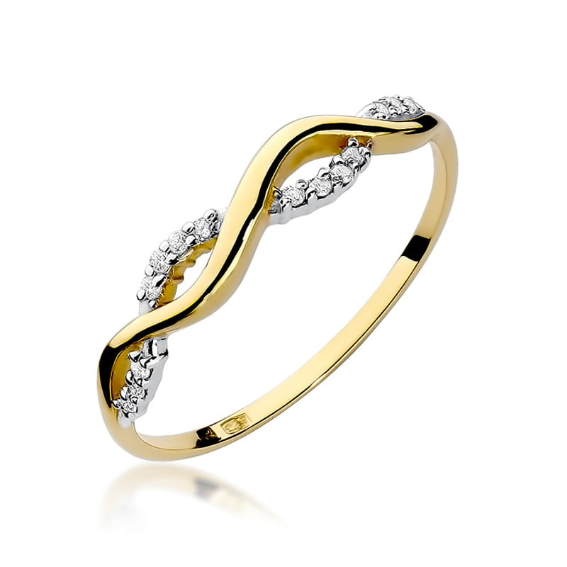 Pierścionek W096 z diamentami żółte złoto Jubiler Kraków BigDIAMOND