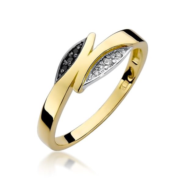 Pierścionek W107 z czarnymi diamentami żółte złoto Jubiler Kraków BigDIAMOND