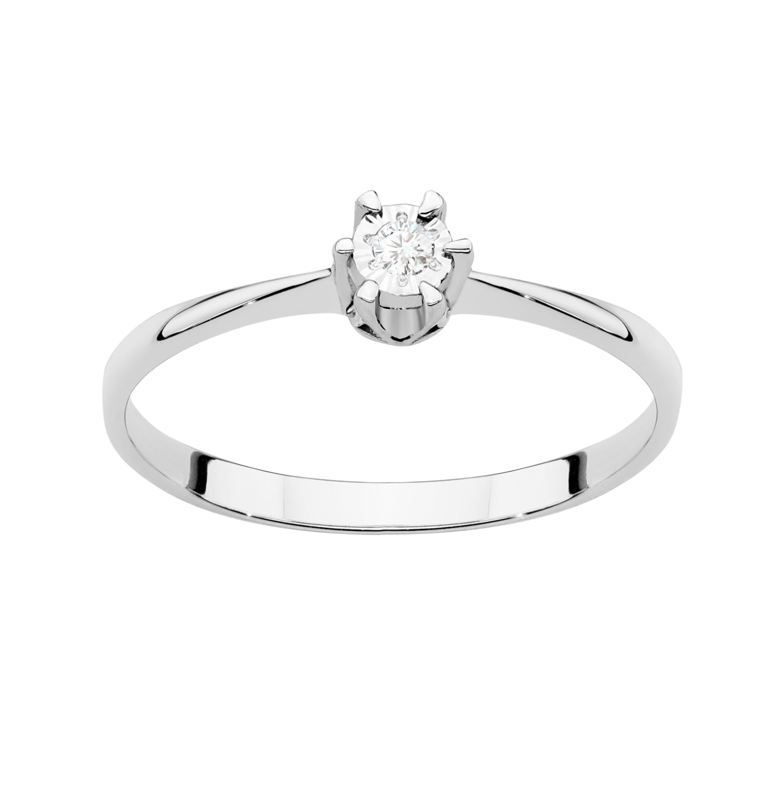 Ring with a diamond 0,03 ct in white gold – product image 2