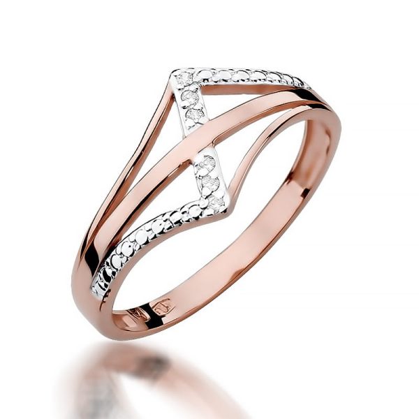 Pierścionek W114 z diamentami różowe złoto Jubiler Kraków BigDIAMOND