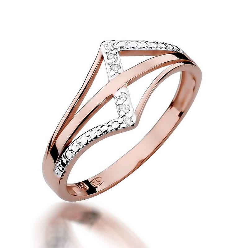 Pierścionek W114 z diamentami różowe złoto Jubiler Kraków BigDIAMOND