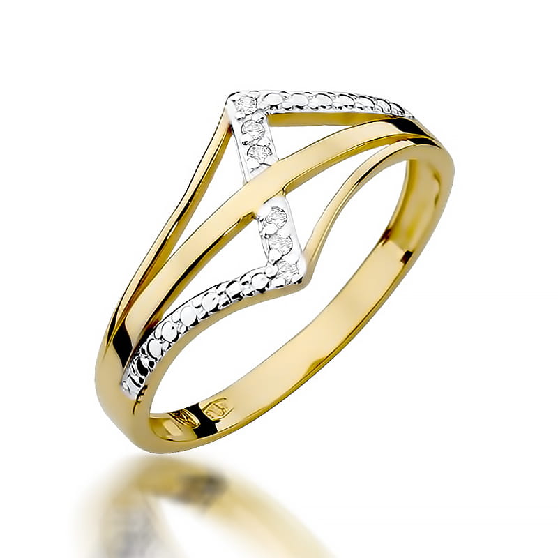 Pierścionek W114 z diamentami żółte złoto Jubiler Kraków BigDIAMOND