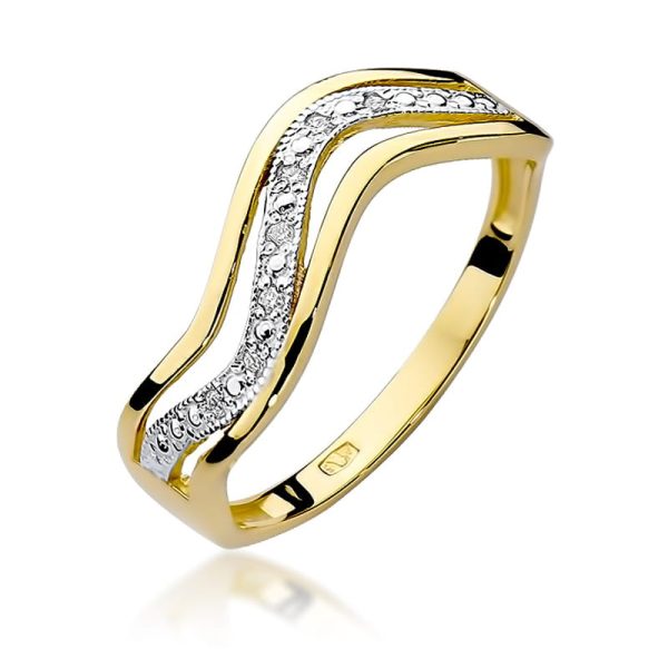 Pierścionek W116 z diamentami żółte złoto Jubiler Kraków BigDIAMOND