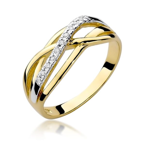 Pierścionek W157 z diamentami żółte złoto Jubiler Kraków BigDIAMOND