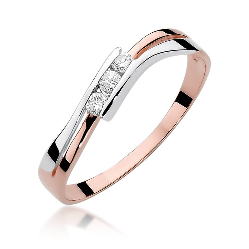 Pierścionek W159 z diamentami różowe złoto Jubiler Kraków BigDIAMOND