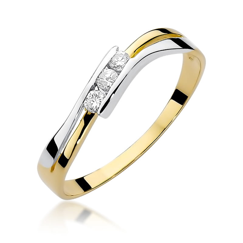 Pierścionek W159 z diamentami żółte złoto Jubiler Kraków BigDIAMOND