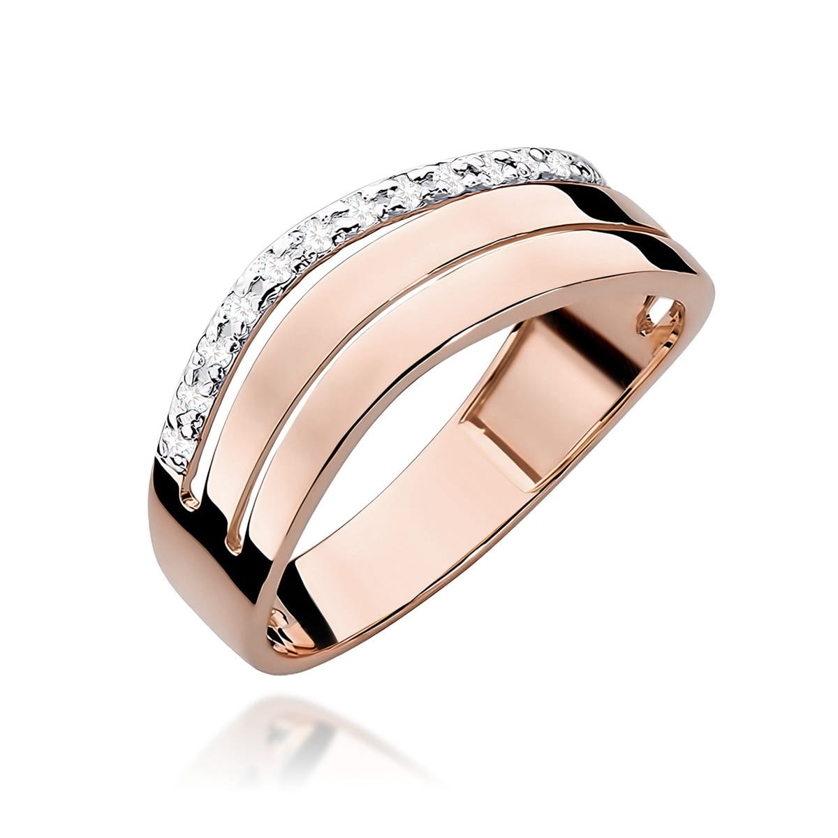 Pierścionek W214 z diamentami różowe złoto Jubiler Kraków BigDIAMOND