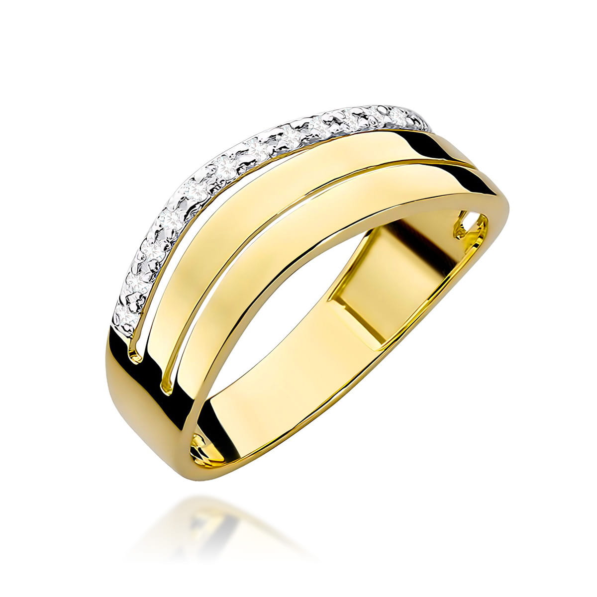 Pierścionek W214 z diamentami żółte złoto Jubiler Kraków BigDIAMOND