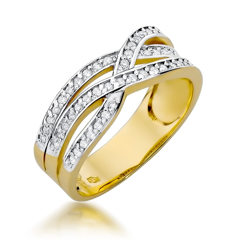 Pierścionek W215 z diamentami żółte złoto Jubiler Kraków BigDIAMOND