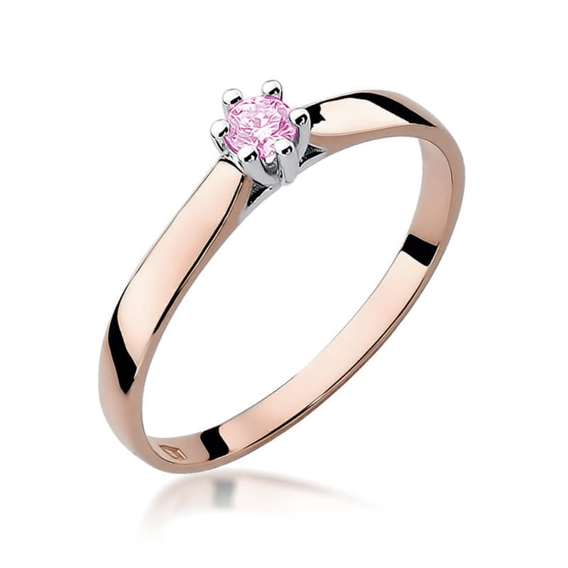 Pierścionek W222 Różowy Topaz 0