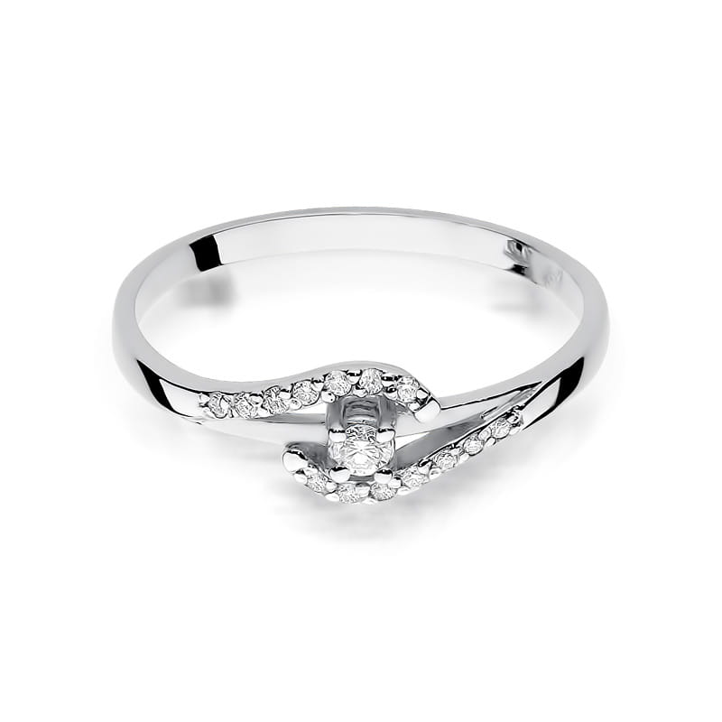 Ring with diamonds 0,11 ct in white gold – product image 2