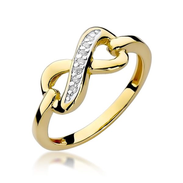 Pierścionek W285 z diamentami żółte złoto Jubiler Kraków BigDIAMOND