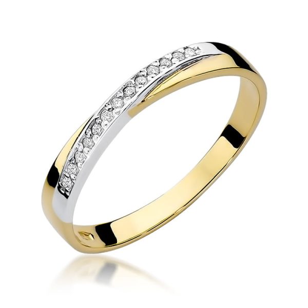 Pierścionek W305 z diamentami żółte złoto Jubiler Kraków BigDIAMOND