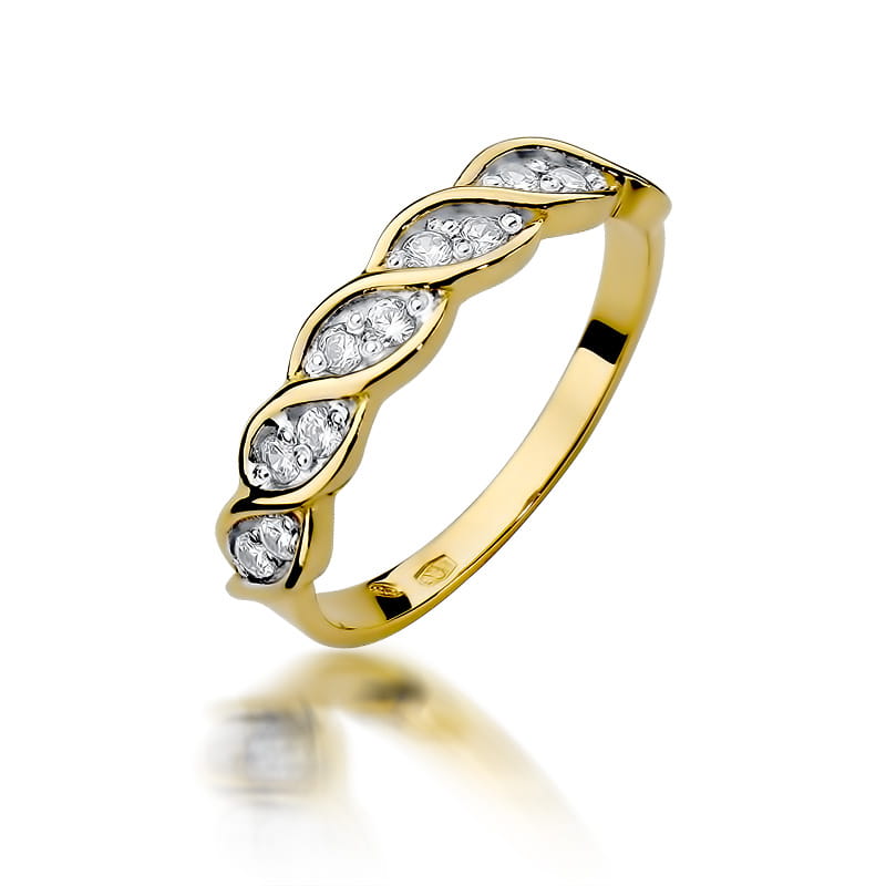 Pierścionek W349 z diamentami żółte złoto Jubiler Kraków BigDIAMOND