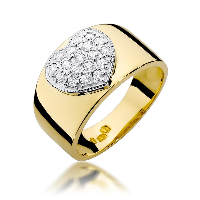 Pierścionek W352 z diamentami żółte złoto Jubiler Kraków BigDIAMOND
