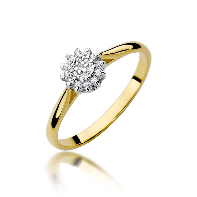 Pierścionek W401 z diamentami żółte złoto Jubiler Kraków BigDIAMOND