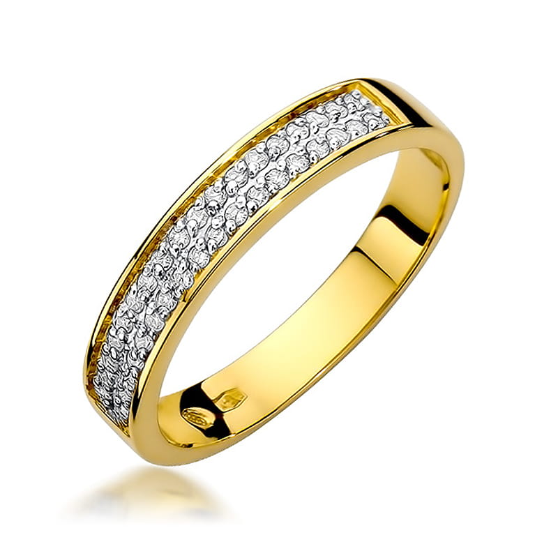 Pierścionek W410 z diamentami żółte złoto Jubiler Kraków BigDIAMOND