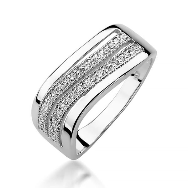 Pierścionek W416 z diamentami białe złoto Jubiler Kraków BigDIAMOND