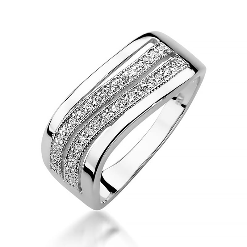 Pierścionek W416 z diamentami białe złoto Jubiler Kraków BigDIAMOND