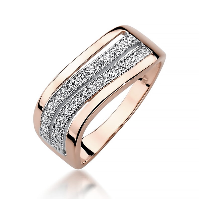 Pierścionek W416 z diamentami różowe złoto Jubiler Kraków BigDIAMOND