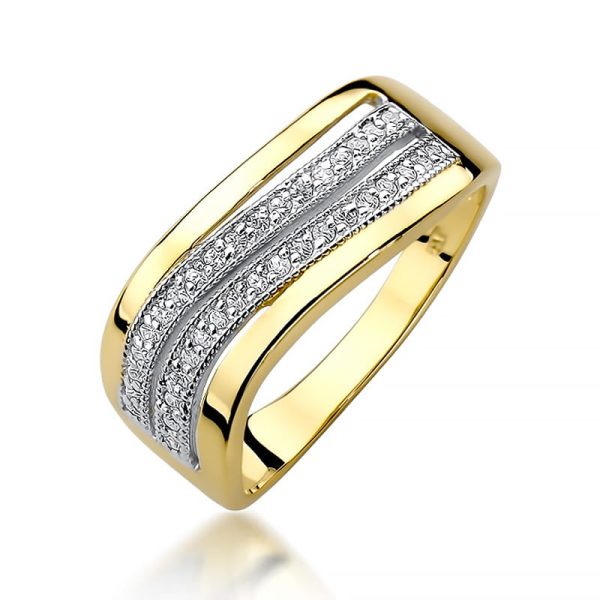 Pierścionek W416 z diamentami żółte złoto Jubiler Kraków BigDIAMOND