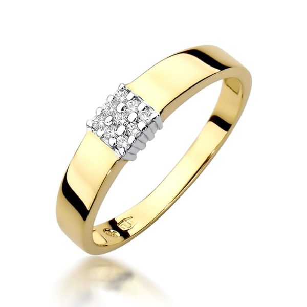 Pierścionek W417 z diamentami żółte złoto Jubiler Kraków BigDIAMOND