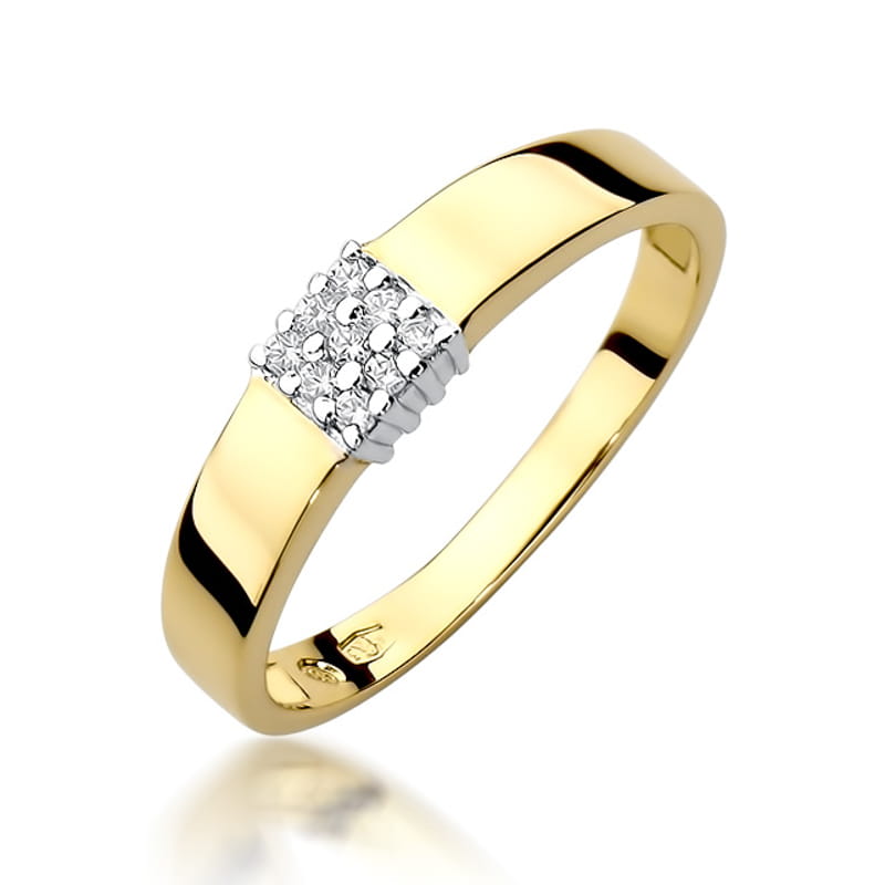 Pierścionek W417 z diamentami żółte złoto Jubiler Kraków BigDIAMOND
