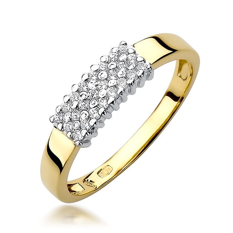Pierścionek W418 z diamentami żółte złoto Jubiler Kraków BigDIAMOND