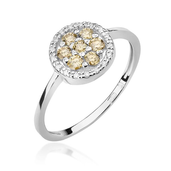 Pierścionek W440 z brązowymi diamentami białe złoto Jubiler Kraków BigDIAMOND