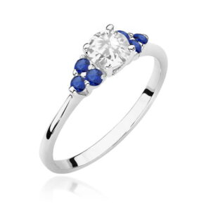 Pierścionek W451 Biały Szafir 0